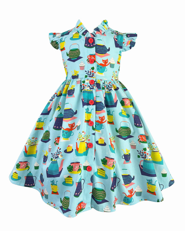 tea-kitties-blue-glen-park-dress little-miss-marmelade-Sophia's StyleGirls Dress-1