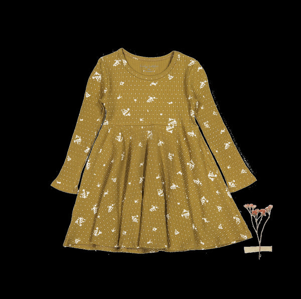 the-printed-long-sleeve-dress-golden-floral Lovely Littles - Sophia's StyleLong Sleeve Dress-1