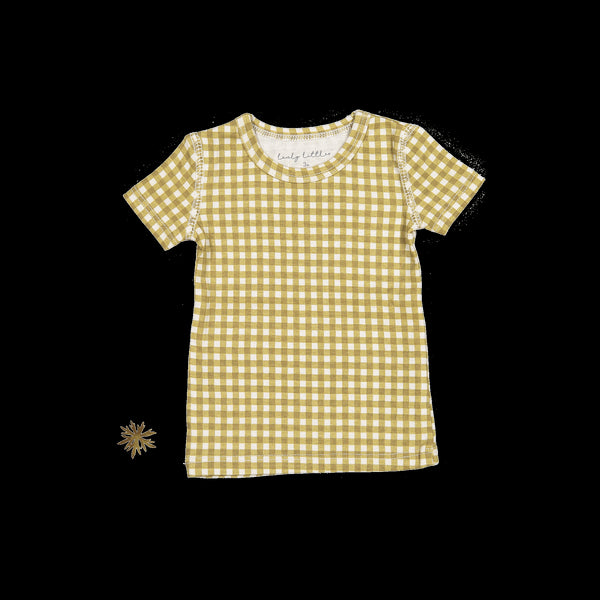 the-printed-short-sleeve-tee-golden-gingham Lovely Littles - Sophia's StyleShort Sleeve Tee-1