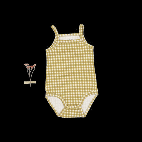 the-printed-tank-onesie-golden-gingham Lovely Littles - Sophia's StyleTank Onesie-1