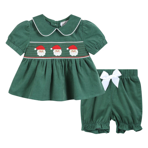 green-corduroy-santa-smocked-dress-and-bloomers-lil-cactus-sophias-styleDress and Bloomer Set-1