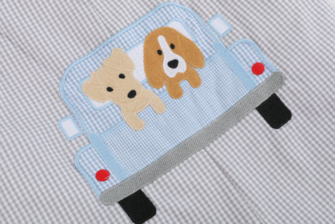grey-gingham-puppies-in-truck-shortalls-lil-cactus-sophias-style-4