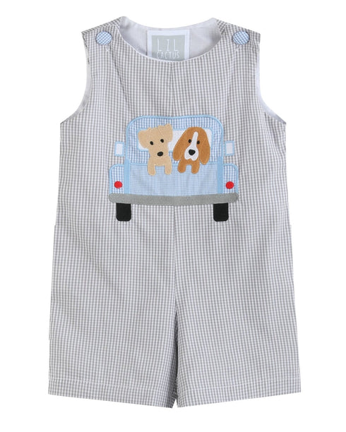 grey-gingham-puppies-in-truck-shortalls-lil-cactus-sophias-styleShortall-1