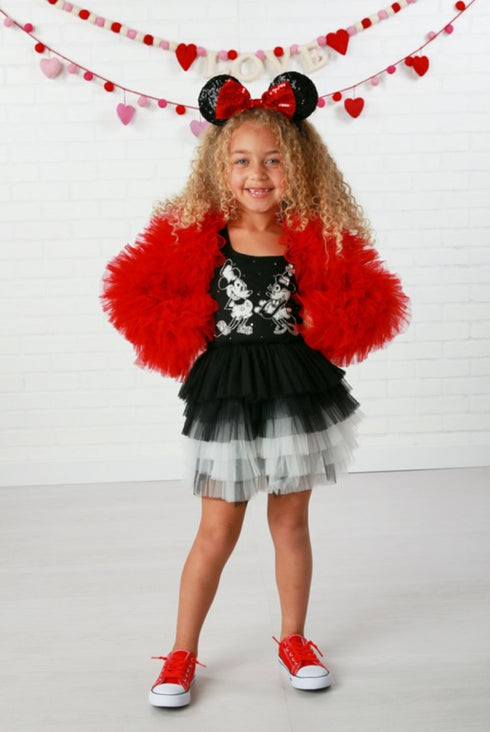 Girls Red Fluffy Tulle Jacket, Sizes 12M-14