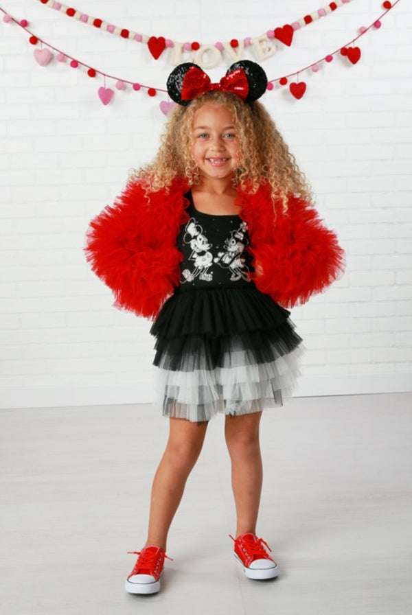 Girls Red Fluffy Tulle Jacket, Sizes 12M-14
