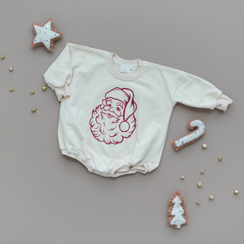 vintage-santa-graphic-sweatshirt-romper-cream Sophia's Style-1