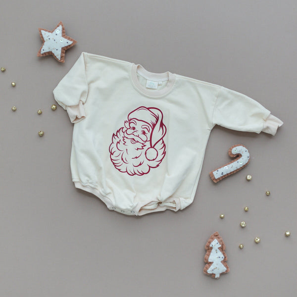 vintage-santa-graphic-sweatshirt-romper-cream Sophia's Style-1