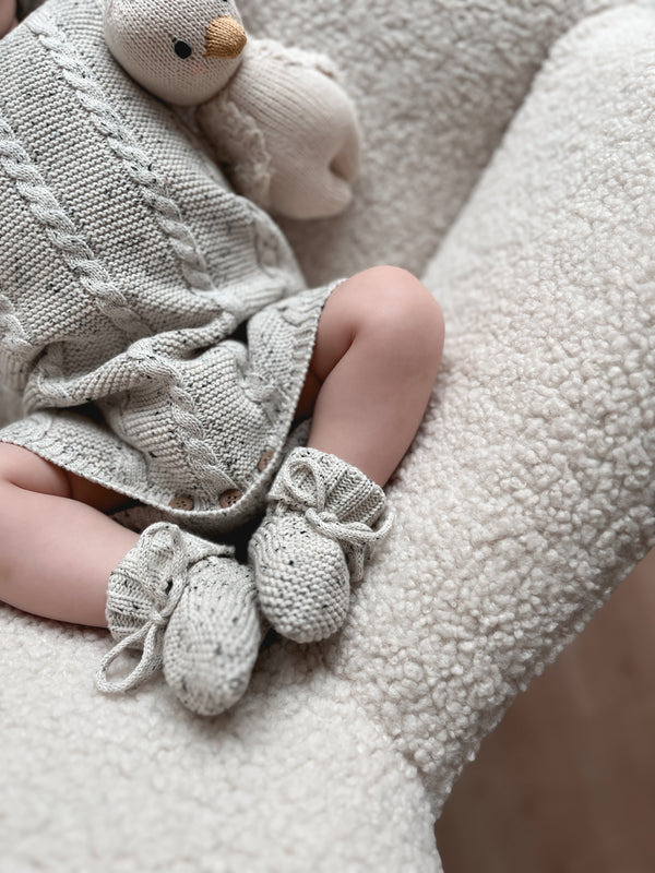 luna-luca-organic-booties-black-speckle Luna and Luca Newborn Baby Clothes