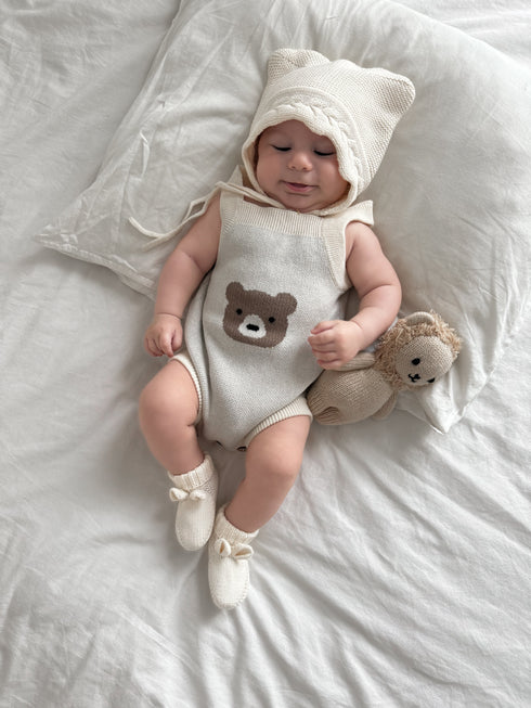 Baby Bear Bonnet - Cream