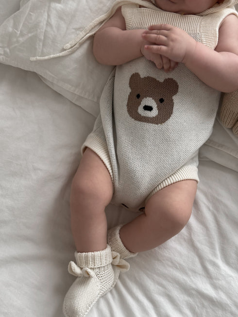 Mr. Bear Romper - Cream