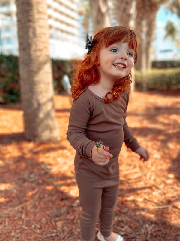 hot-cocoa-brown-ribbed-long-sleeve-pjs Big Dreams Little Jammie Session Sophia's Style-1