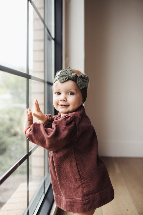 knot-army-green Baby Bling Bows clips headbands - Sophia's Style-