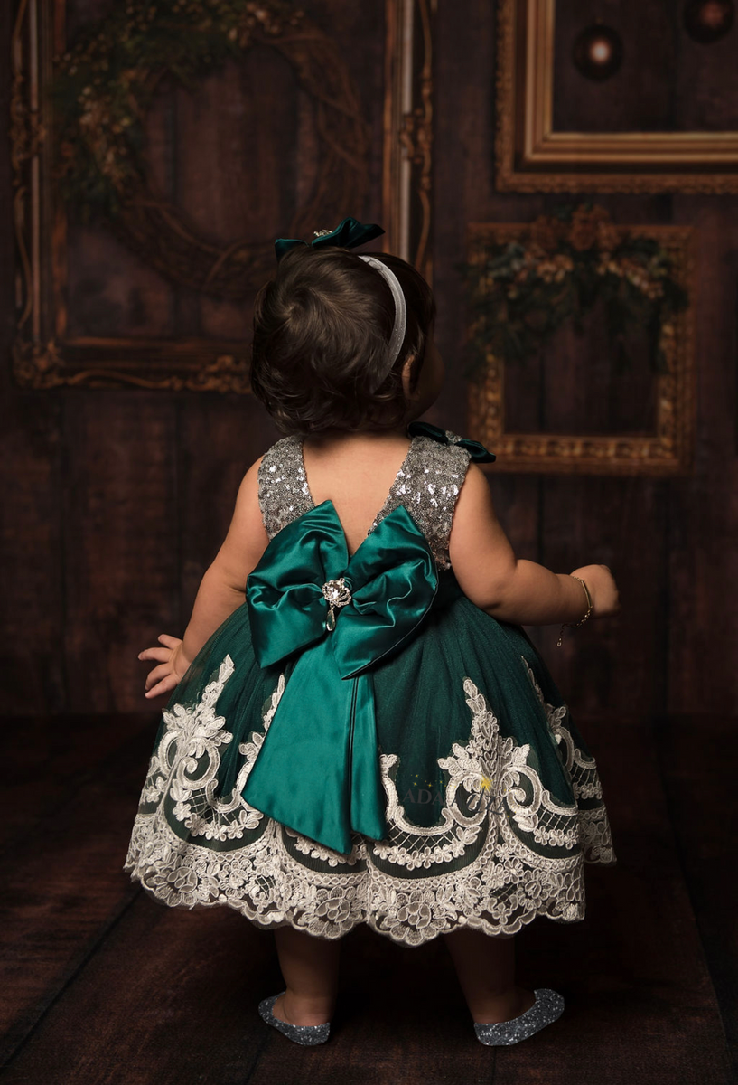 green emerald velvet dress Victoria Girls Dress main image 0