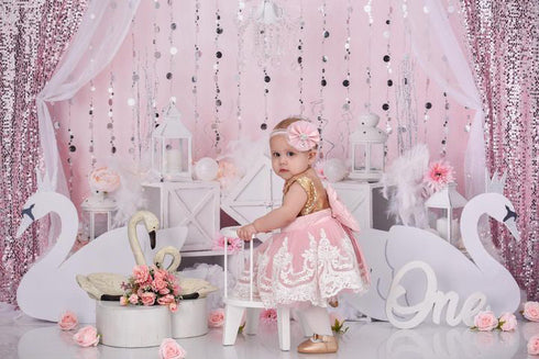 Alana Dress Blush & Gold