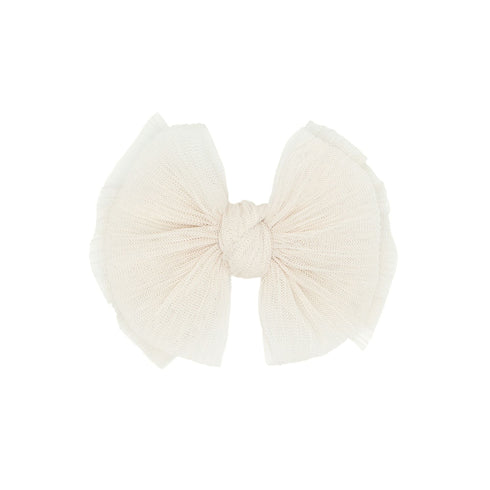 tulle-fab®-clip-pleated-oatmeal Baby Bling Bows clips headbands - Sophia's StyleTULLE FAB CLIP-