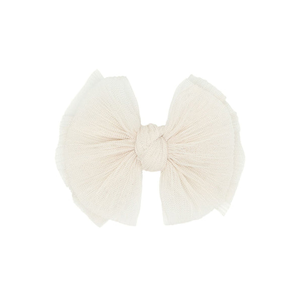 tulle-fab®-clip-pleated-oatmeal Baby Bling Bows clips headbands - Sophia's StyleTULLE FAB CLIP-