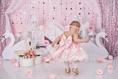 Alana Dress Blush & Gold