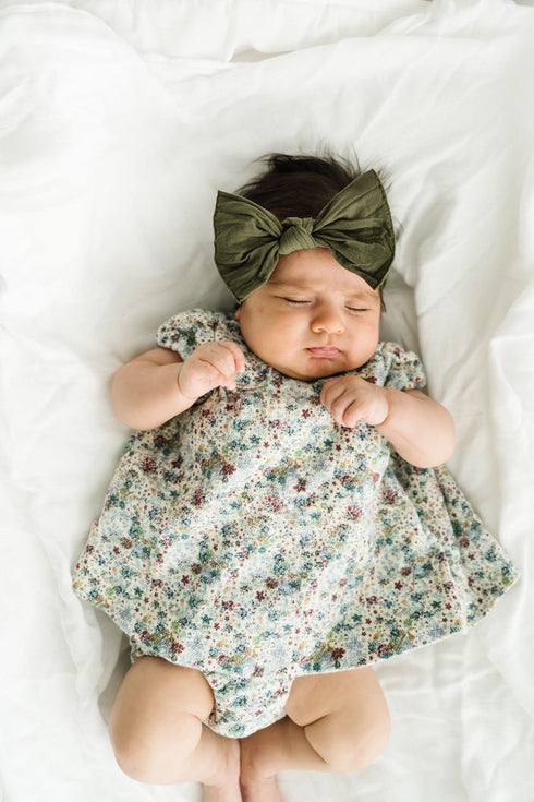 knot-army-green Baby Bling Bows clips headbands - Sophia's Style-