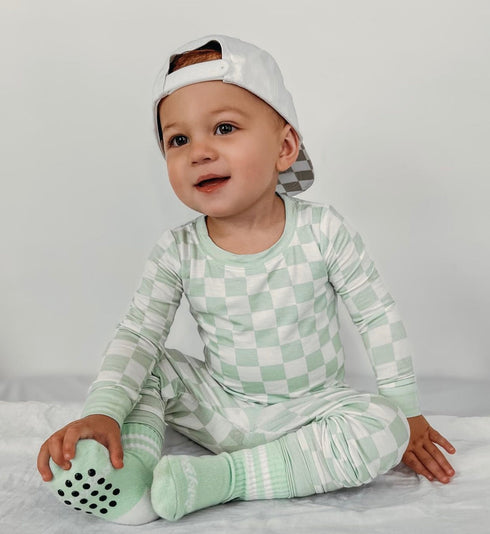 mint-checkers-dream-set Dream-Big-Little-Co-pajama-baby-blanket