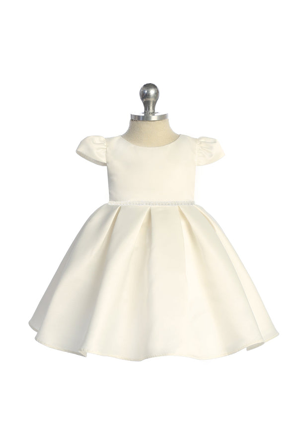 Baby Girls Ivory Classic Cap Sleeve Pleated Dress 6-24 Months