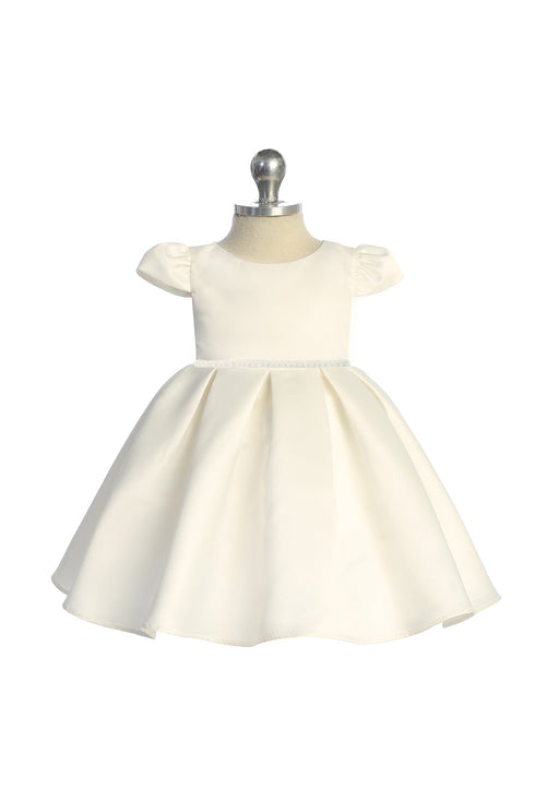 Kids Dream - Vestido plisado con manga casquillo clásico color marfil para niñas de 6 a 24 meses