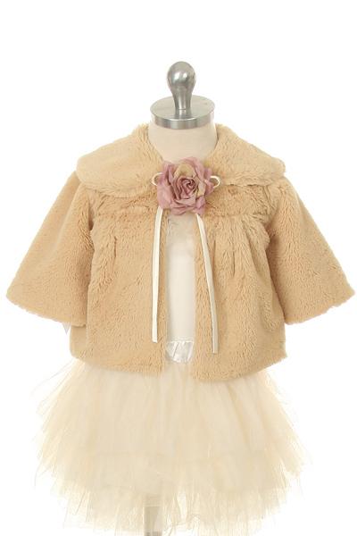Kids Dream Pink & Champagne Faux Special Occasion Half Coat Girls 2-10 - SophiasStyle.com