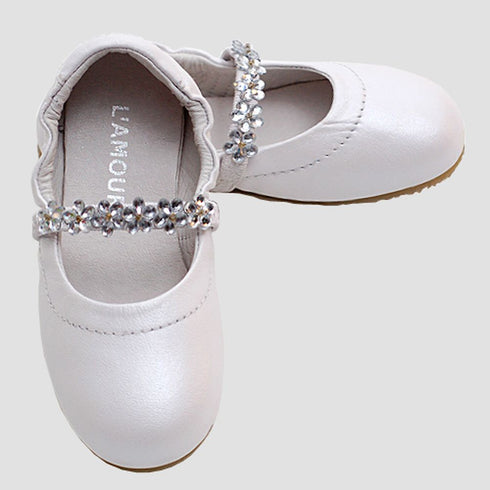 Girls Jeweled Flower Slipper Dress Shoes 5-4 - SophiasStyle.com