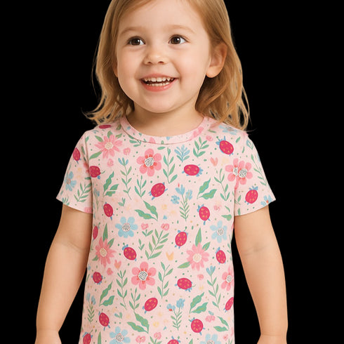 ladybug-flower-garden-summer-pajama-set Sweet Bamboo - Sophia's StyleSummer Pajama-1
