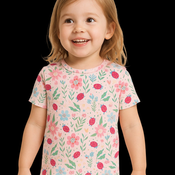 ladybug-flower-garden-summer-pajama-set Sweet Bamboo - Sophia's StyleSummer Pajama-1