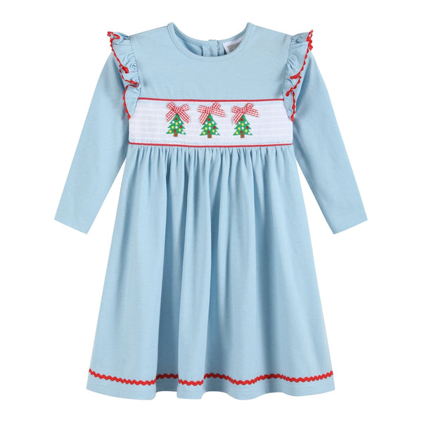 light-blue-christmas-tree-smocked-knit-dress-lil-cactus-sophias-styleDress-1