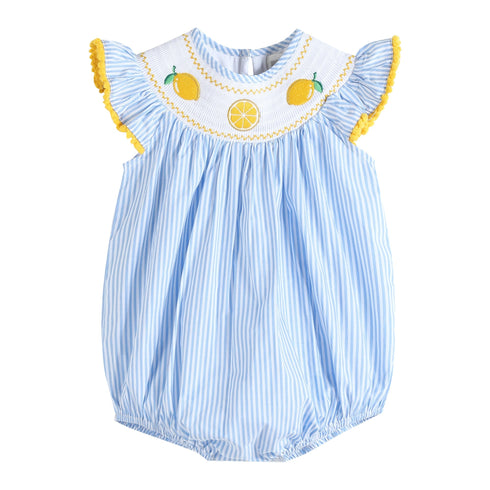 light-blue-striped-lemons-smocked-ruffle-bubble-romper-lil-cactus-sophias-styleRomper-1