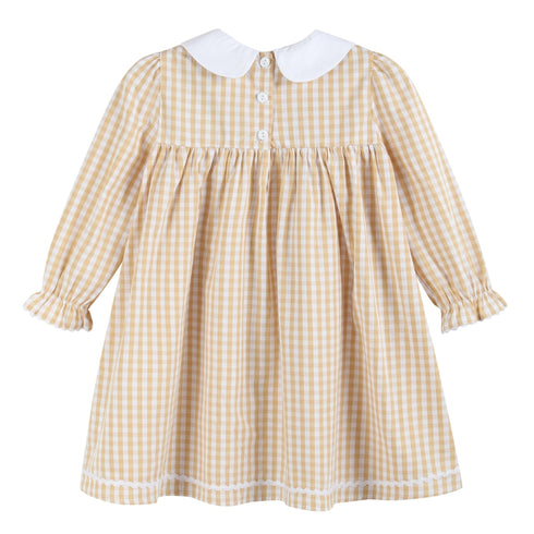 light-brown-gingham-pumpkin-vine-ruffle-dress-lil-cactus-sophias-style-2