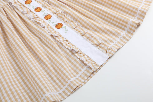 light-brown-gingham-pumpkin-vine-ruffle-dress-lil-cactus-sophias-style-5