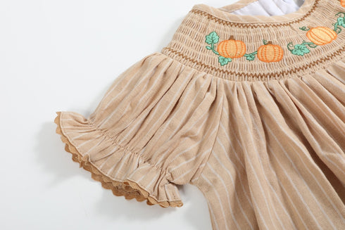 light-brown-pinstripe-pumpkin-smocked-bishop-dress-lil-cactus-sophias-style-3