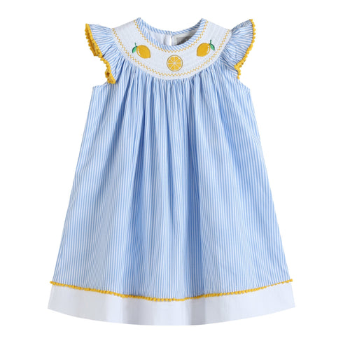 light-blue-striped-lemons-smocked-bishop-dress-lil-cactus-sophias-styleBishop Dress-1