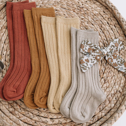 llb-standard-knee-high-socks Little Love Bug - Sophia's Style-Kids Shoes-size-Adobe-