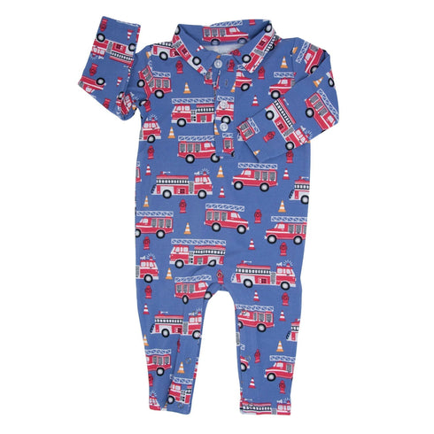 blue-fire-truck-long-sleeve-polo-romper Sweet Bamboo - Sophia's Style-2