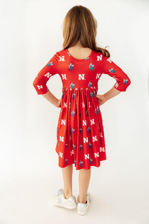 nebraska-red-herbie-husker-3-4-sleeve-pocket-twirl-dress-sophias-style-3