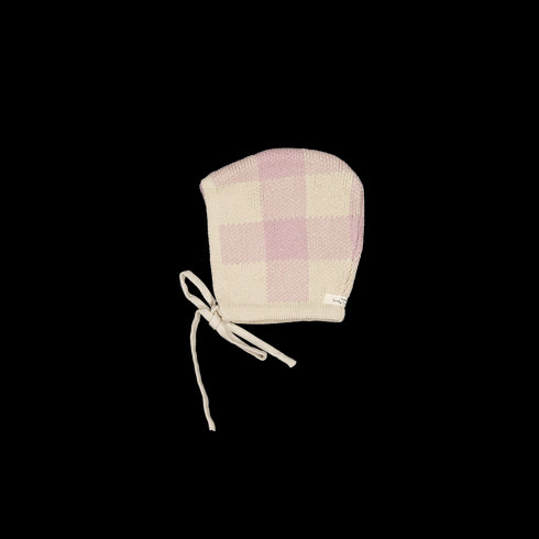 the-gingham-knit-bonnet-mauve Lovely Littles - Sophia's StyleKnit Bonnet-1