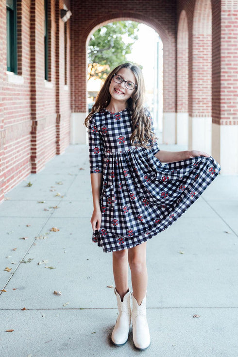 texas-tech-plaid-raider-red-3-4-sleeve-pocket-twirl-dress-Sophia's Style-2