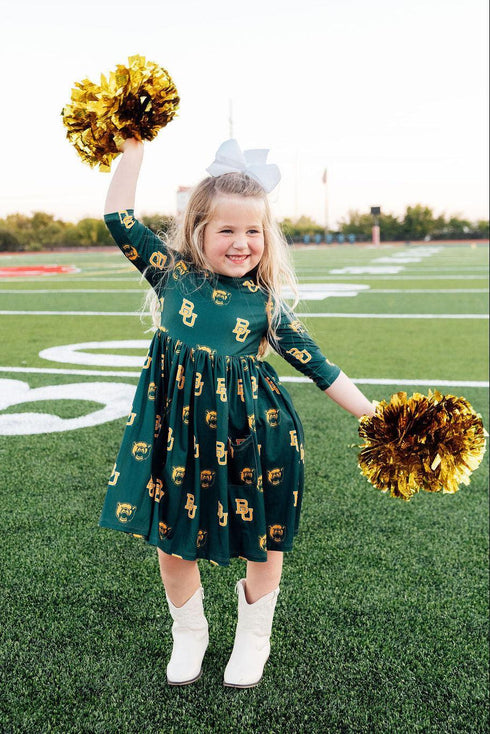 baylor-green-bear-3-4-sleeve-pocket-twirl-dress-Sophia's Style-3