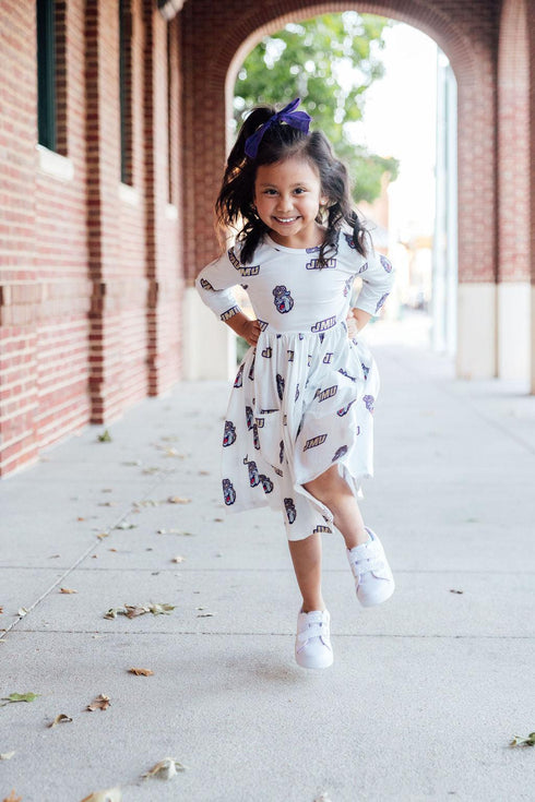 jmu-white-duke-dog-3-4-sleeve-pocket-twirl-dress-Sophia's Style-2