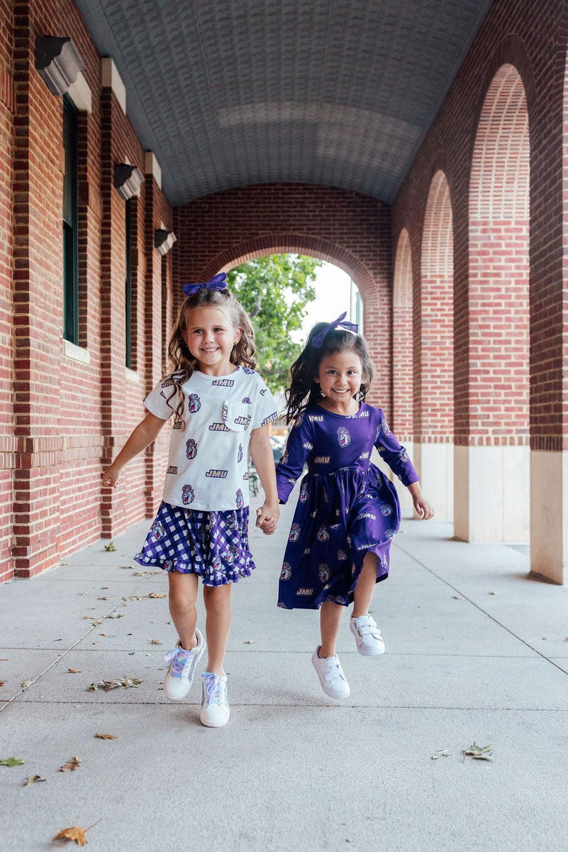 JMU White Duke Dog Flutter Twirl  Dress