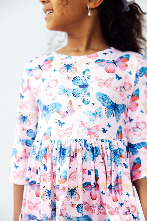 little-flutters-3-4-sleeve-pocket-twirl-dress Mila & Rose - Sophia's StyleTwirl Pocket Dress 3/4-1