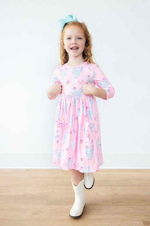 little-miss-chickie-3-4-sleeve-pocket-twirl-dress Mila & Rose - Sophia's StyleTwirl Pocket Dress 3/4-1