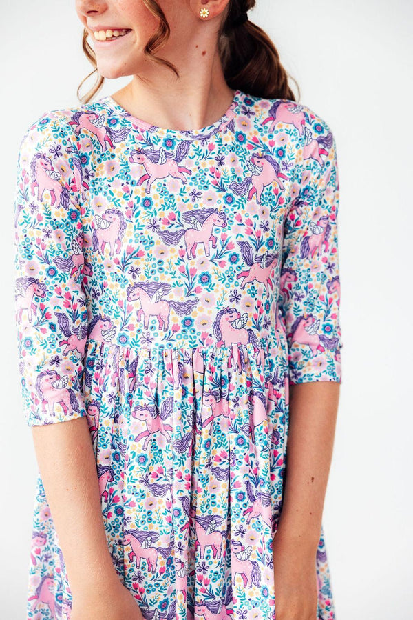 head-in-the-clouds-3-4-sleeve-pocket-twirl-dress Mila & Rose - Sophia's StyleTwirl Pocket Dress 3/4-1