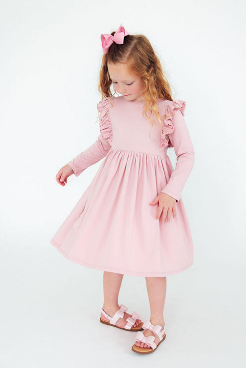 vintage-pink-l-s-ruffle-twirl-dress Mila & Rose - Sophia's StyleTwirl Ruffle Dress L/S-1