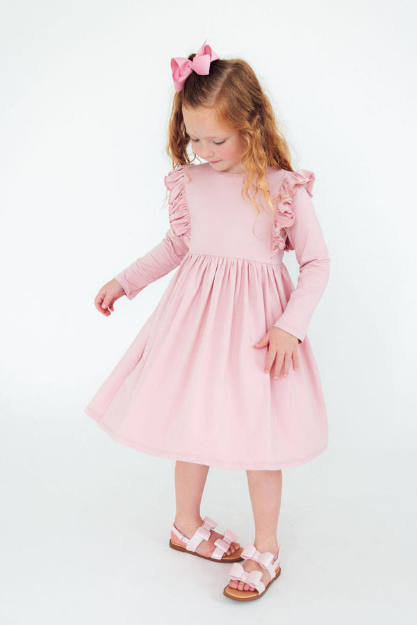 vintage-pink-l-s-ruffle-twirl-dress Mila & Rose - Sophia's StyleTwirl Ruffle Dress L/S-1