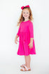 hot-pink-3-4-sleeve-pocket-twirl-dress Mila & Rose - Sophia's Style-2