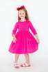 hot-pink-3-4-sleeve-pocket-twirl-dress Mila & Rose - Sophia's Style-3